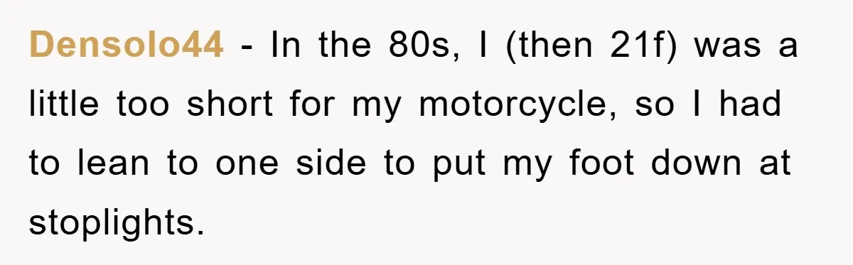 Driver Moves Fallen Tree Limb, And Teaches An Impatient Tailgater A Hilarious Lesson Densolo44 − In the 80s, I (then 21f) was a little too short for my motorcycle, so I had to lean to one side to put my foot down at...