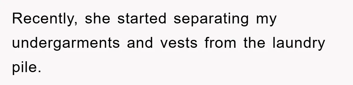 Recently, she started separating my undergarments and vests from the laundry pile.