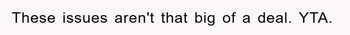 These issues aren't that big of a deal. YTA.