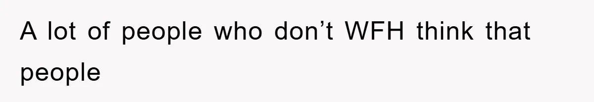 A lot of people who don’t WFH think that people