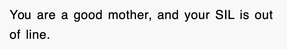 You are a good mother, and your SIL is out of line.