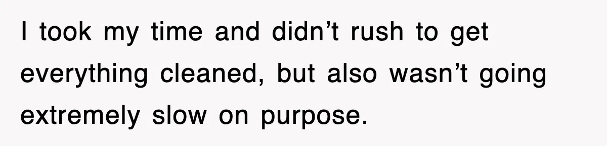 I took my time and didn’t rush to get everything cleaned, but also wasn’t going extremely slow on purpose.