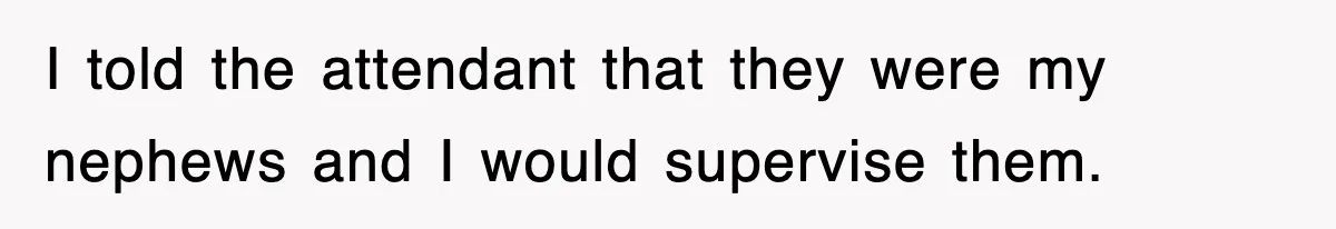 I told the attendant that they were my nephews and I would supervise them.