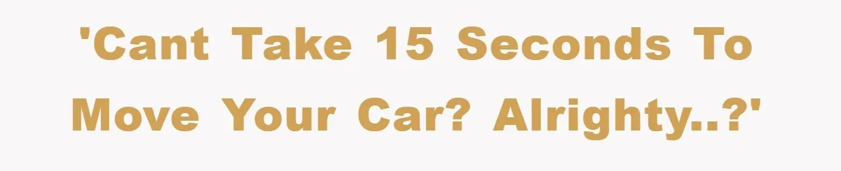 Delivery Driver Blocks Entitled Car After She Refuses to Move for 15 Seconds 'Cant take 15 seconds to move your car? Alrighty..?'