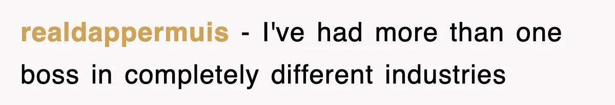realdappermuis − I've had more than one boss in completely different industries