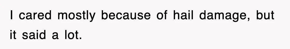 I cared mostly because of hail damage, but it said a lot.