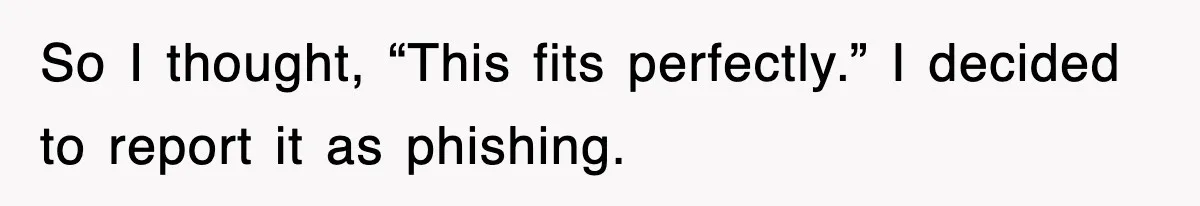 So I thought, “This fits perfectly.” I decided to report it as phishing.