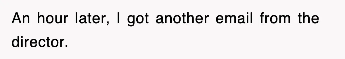 An hour later, I got another email from the director.