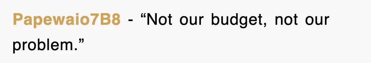 Papewaio7B8 − “Not our budget, not our problem.”