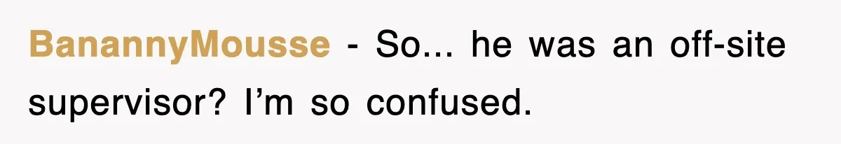 BanannyMousse − So... he was an off-site supervisor? I’m so confused.