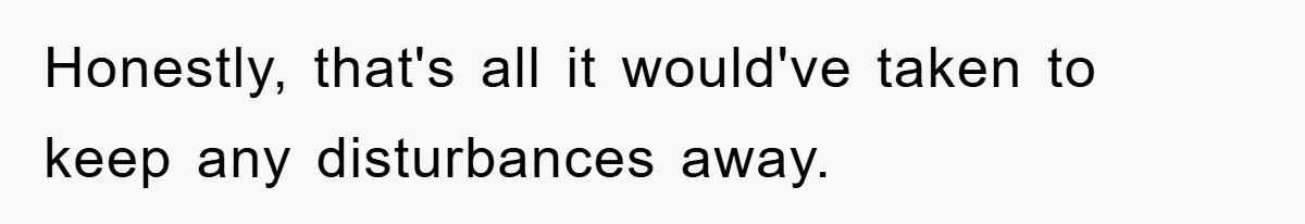Honestly, that's all it would've taken to keep any disturbances away.