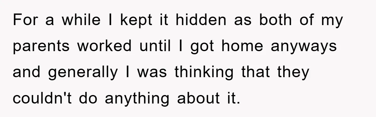 For a while I kept it hidden as both of my parents worked until I got home anyways and generally I was thinking that they couldn't do anything about it.