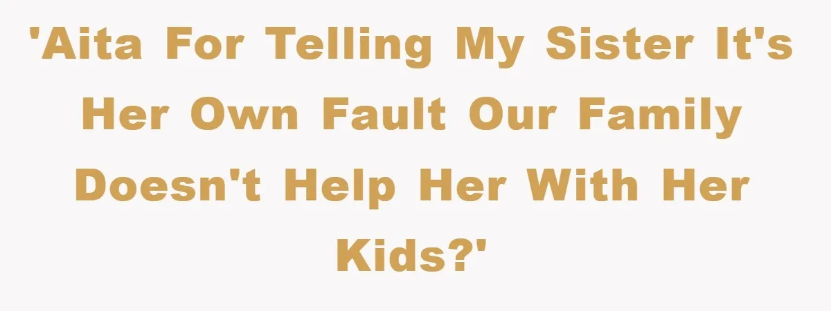 'AITA for telling my sister it's her own fault our family doesn't help her with her kids?'