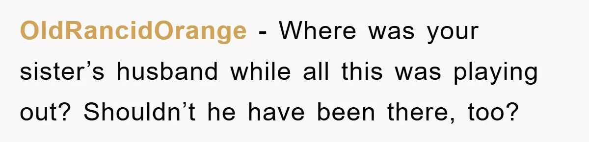 Awkward Family Apology For Affair Ends With One Sister Saying What Everyone Was Thinking OldRancidOrange − Where was your sister’s husband while all this was playing out? Shouldn’t he have been there, too?