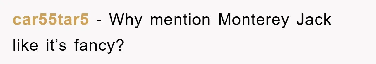 car55tar5 − Why mention Monterey Jack like it’s fancy?