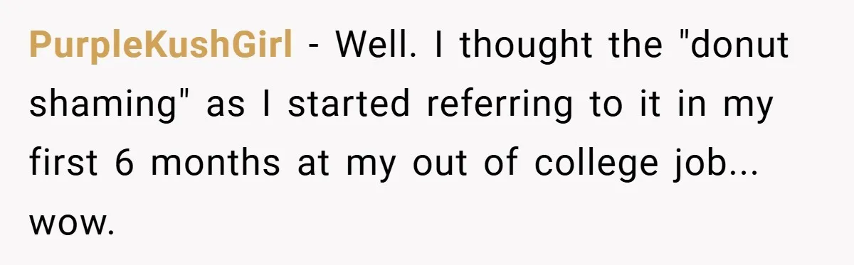 PurpleKushGirl − Well. I thought the "donut shaming" as I started referring to it in my first 6 months at my out of college job... wow.