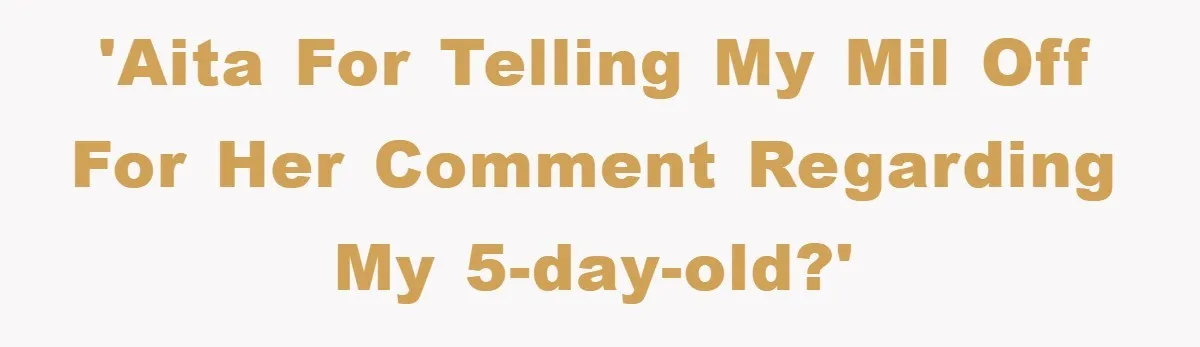 Tired Mom Finally Snapped When Her MIL Claimed She Was ‘Building Bad Habits’ With Her Newborn 'AITA for telling my MIL off for her comment regarding my 5-day-old?'
