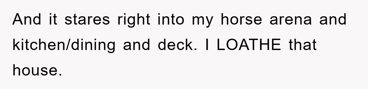 And it stares right into my horse arena and kitchen/dining and deck. I LOATHE that house.