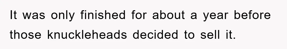 It was only finished for about a year before those knuckleheads decided to sell it.