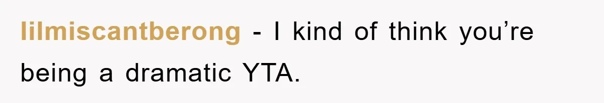 lilmiscantberong − I kind of think you’re being a dramatic YTA.