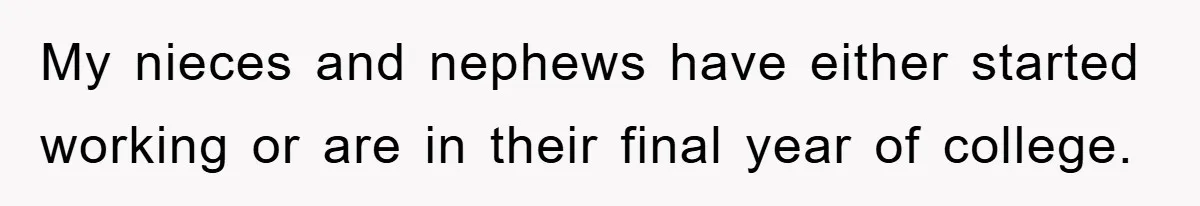 My nieces and nephews have either started working or are in their final year of college.
