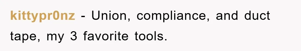 kittypr0nz - Union, compliance, and duct tape, my 3 favorite tools.