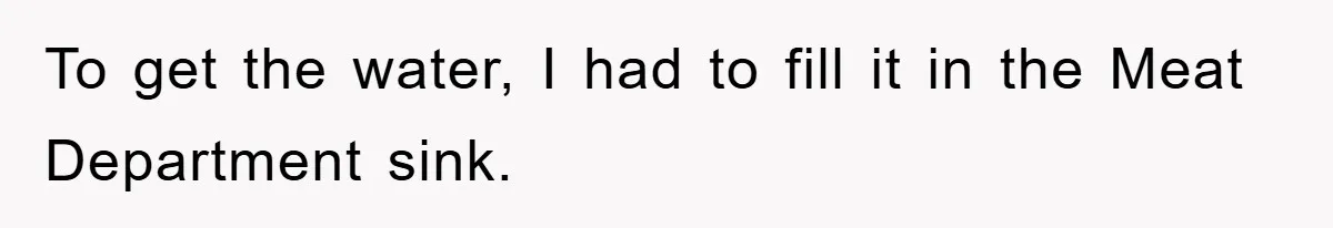 To get the water, I had to fill it in the Meat Department sink.