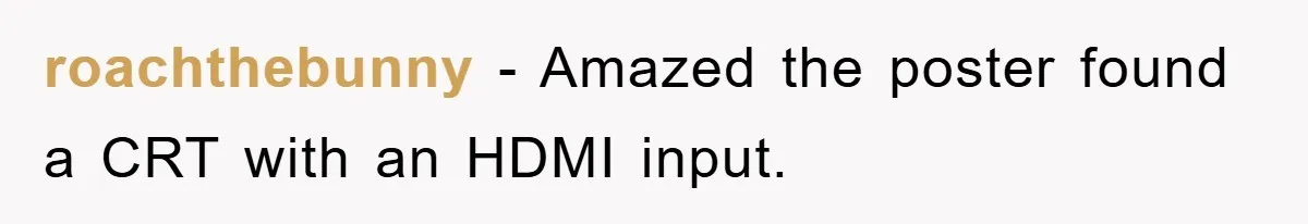 roachthebunny − Amazed the poster found a CRT with an HDMI input.