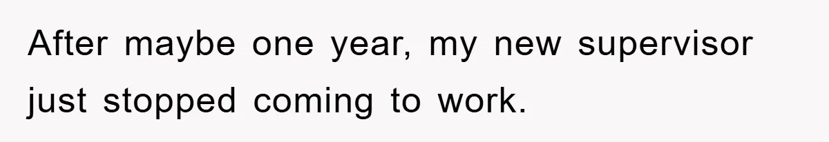 After maybe one year, my new supervisor just stopped coming to work.