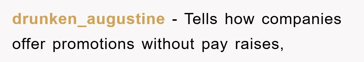 drunken_augustine − Tells how companies offer promotions without pay raises,