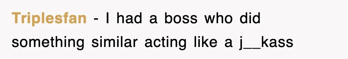 Triplesfan − I had a boss who did something similar acting like a j__kass