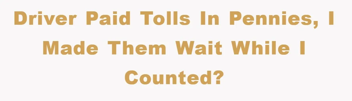Driver paid tolls in pennies, I made them wait while I counted?