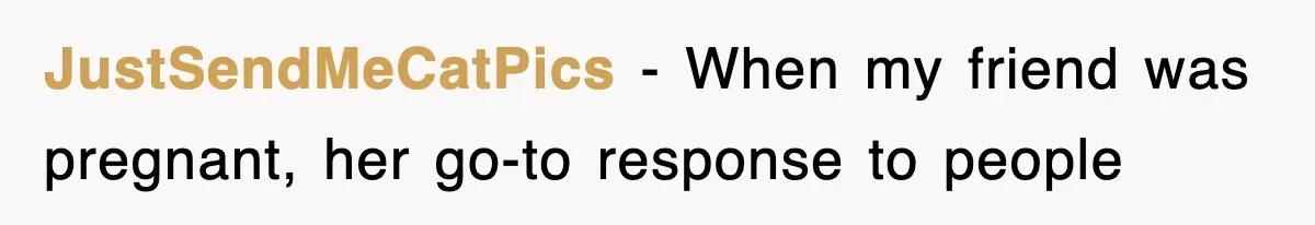 JustSendMeCatPics − When my friend was pregnant, her go-to response to people