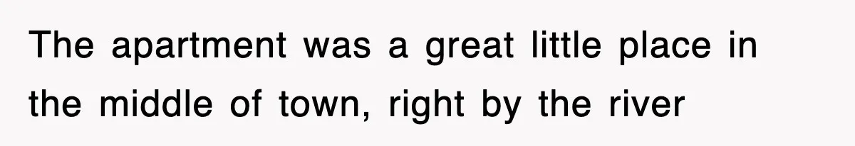 The apartment was a great little place in the middle of town, right by the river