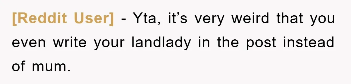 [Reddit User] − Yta, it’s very weird that you even write your landlady in the post instead of mum.