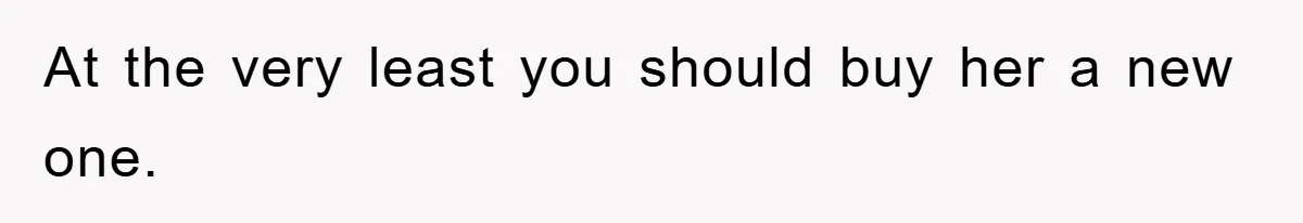 At the very least you should buy her a new one.