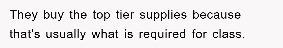 They buy the top tier supplies because that's usually what is required for class.
