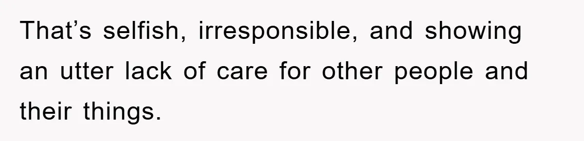 That’s selfish, irresponsible, and showing an utter lack of care for other people and their things.