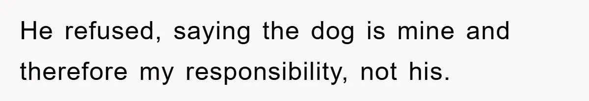 He refused, saying the dog is mine and therefore my responsibility, not his.