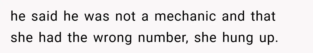 he said he was not a mechanic and that she had the wrong number, she hung up.