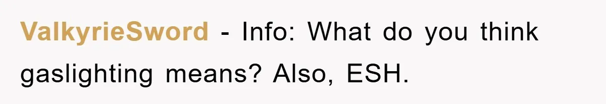 ValkyrieSword − Info: What do you think gaslighting means? Also, ESH.