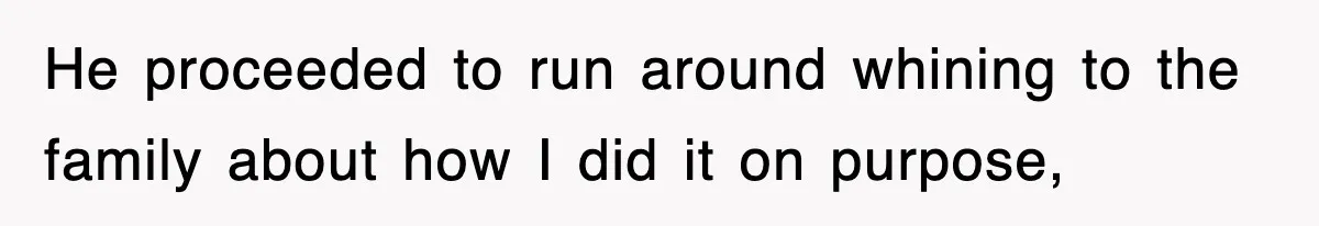 He proceeded to run around whining to the family about how I did it on purpose,