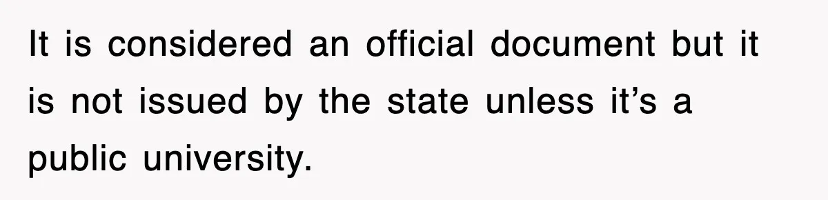 Corporate Wanted Proof Of His Degree, They Got Twelve Pages Of Latin Parchment It is considered an official document but it is not issued by the state unless it’s a public university.