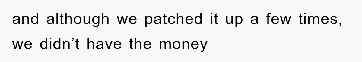 and although we patched it up a few times, we didn’t have the money