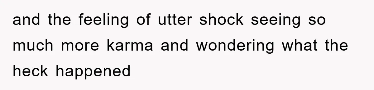 and the feeling of utter shock seeing so much more karma and wondering what the heck happened