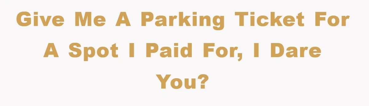 Give me a parking ticket for a spot I paid for, I dare you?