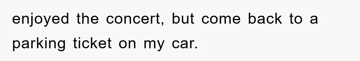 enjoyed the concert, but come back to a parking ticket on my car.