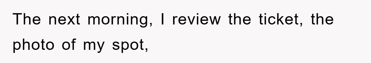 The next morning, I review the ticket, the photo of my spot,