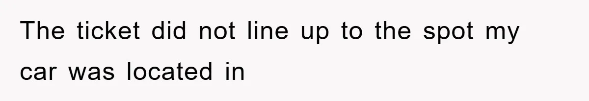 The ticket did not line up to the spot my car was located in
