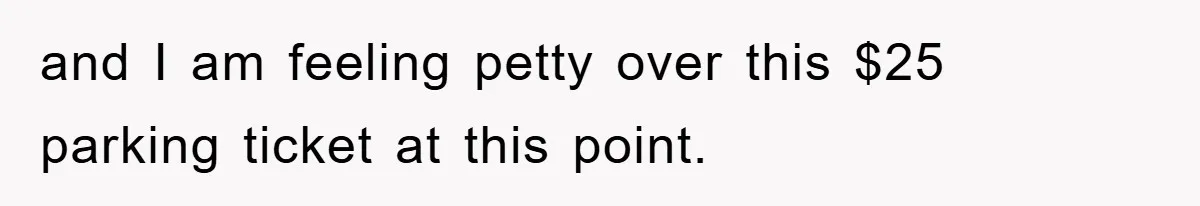 and I am feeling petty over this $25 parking ticket at this point.